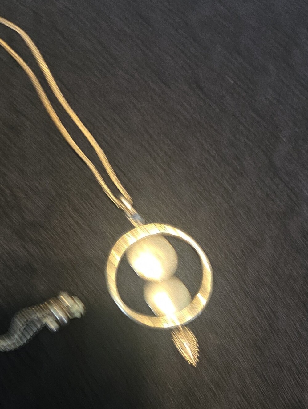 Lucky Brand Gold-Tone Open Circle Pendant Necklace with Double Bead Detail